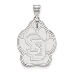 Sterling Silver Rhodium-plated LogoArt University of South Dakota Extra Large Pendant