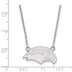 10k White Gold LogoArt University of Southern Mississippi Eagle Small Pendant 18 inch Necklace