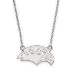 10k White Gold LogoArt University of Southern Mississippi Eagle Small Pendant 18 inch Necklace