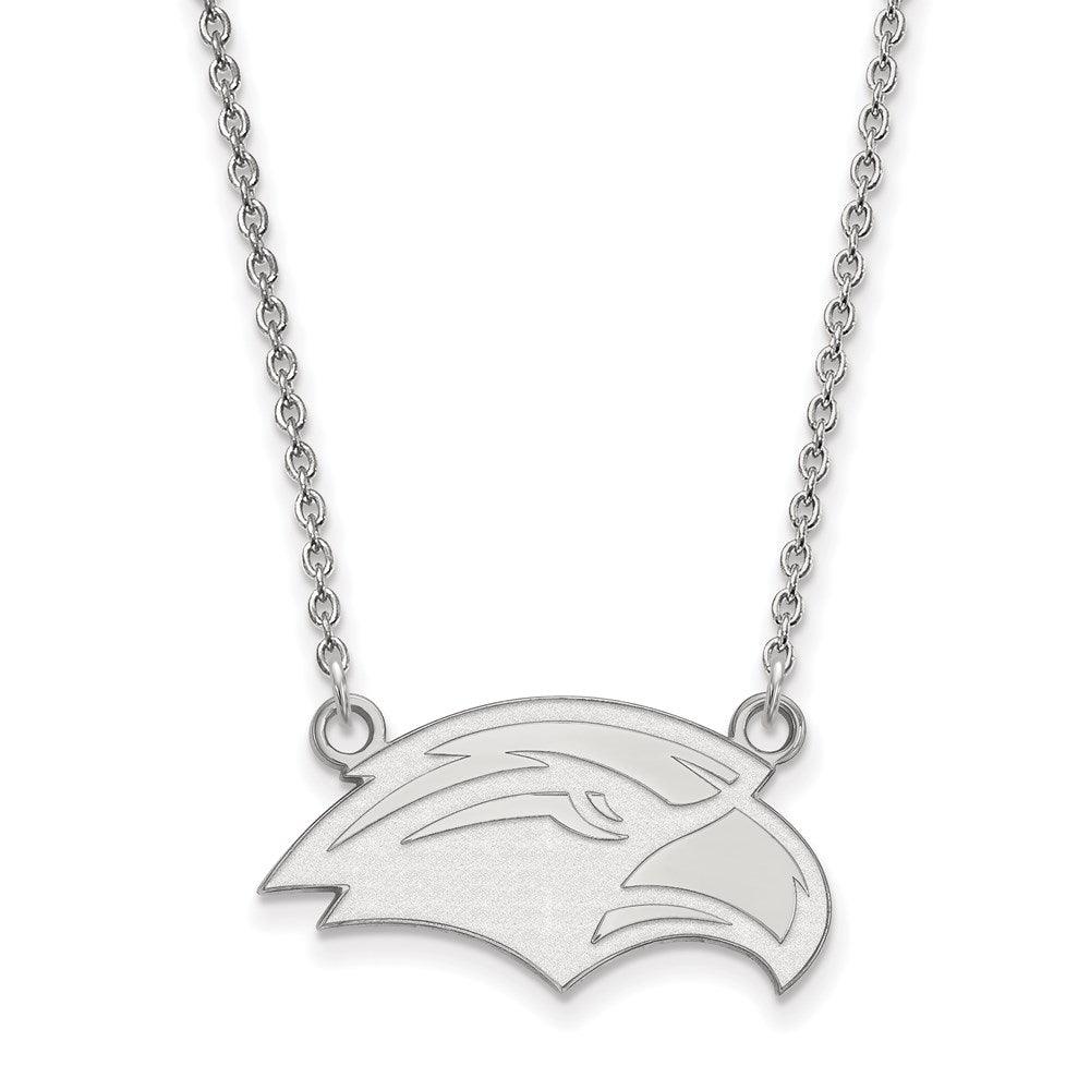 10k White Gold LogoArt University of Southern Mississippi Eagle Small Pendant 18 inch Necklace