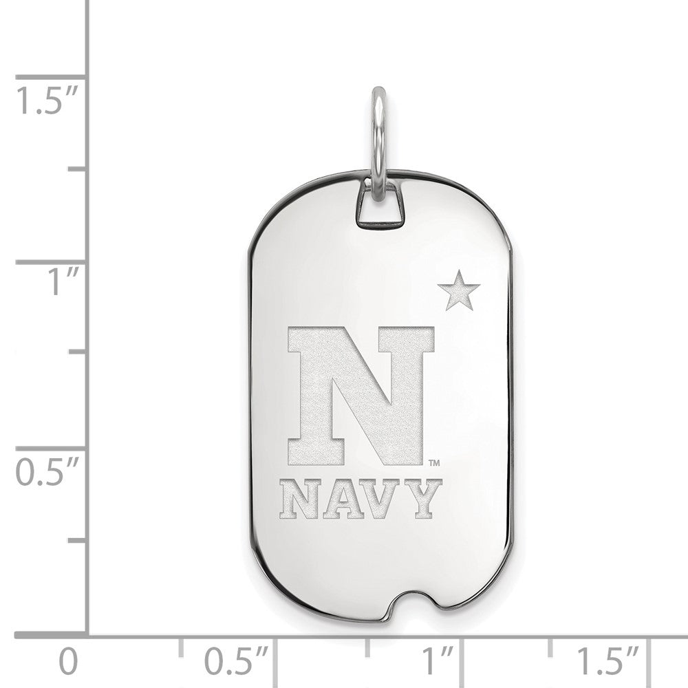 10k White Gold LogoArt US Naval Academy Small Dog Tag Pendant