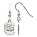 Sterling Silver Rhodium-plated LogoArt University of South Carolina Small Dangle Wire Earrings