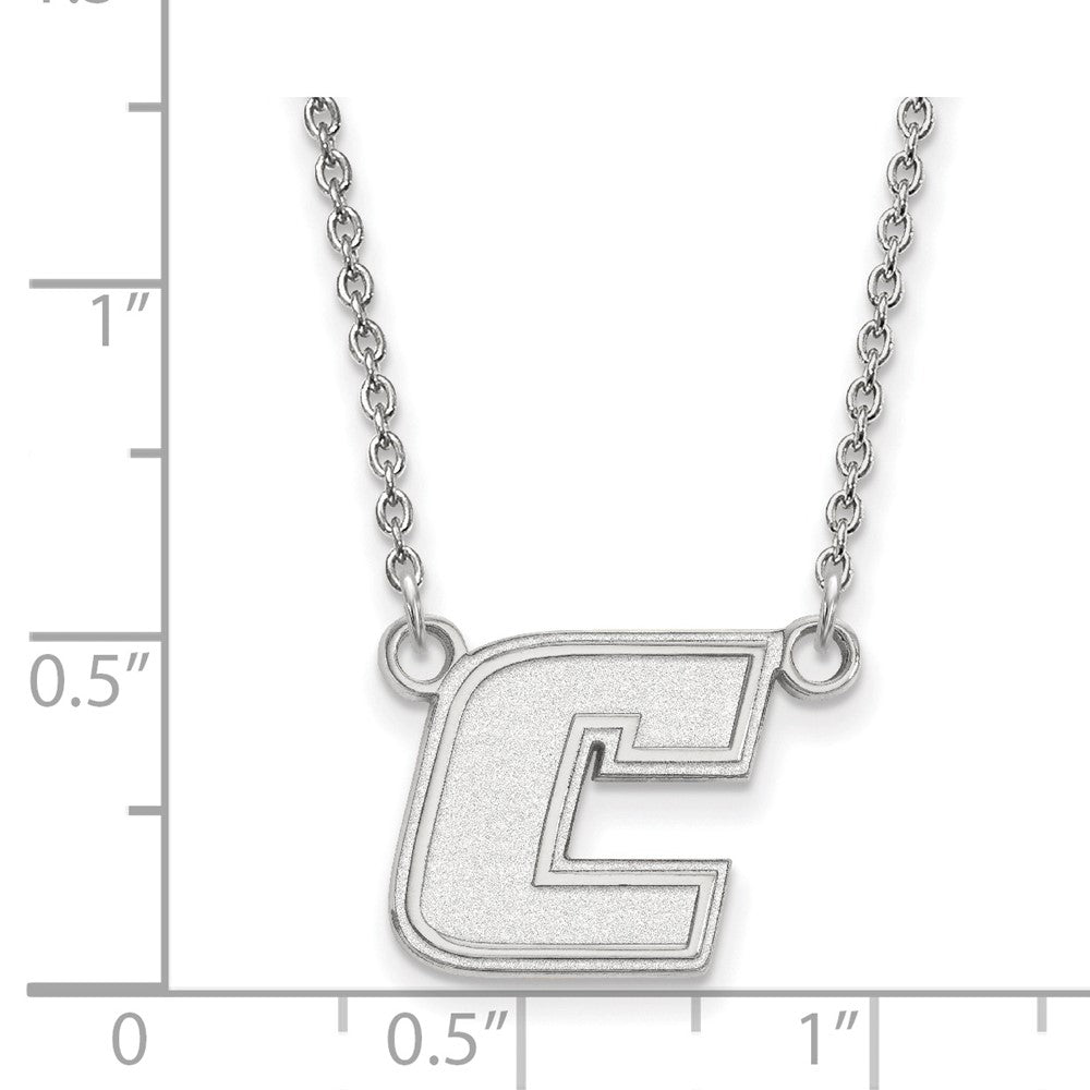 10k White Gold LogoArt University of Tennessee at Chattanooga Letter C Small Pendant 18 inch Necklace