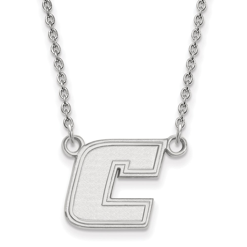 10k White Gold LogoArt University of Tennessee at Chattanooga Letter C Small Pendant 18 inch Necklace