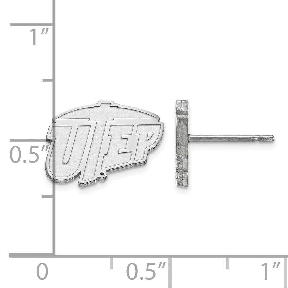 Sterling Silver Rhodium-plated LogoArt University of Texas at El Paso Extra Small Post Earrings