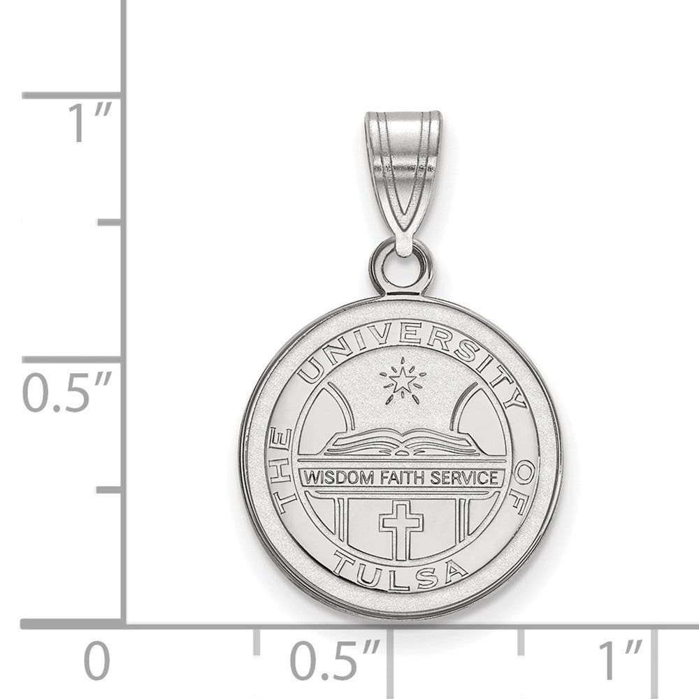 Sterling Silver Rhodium-plated LogoArt University of Tulsa Medium Crest Pendant