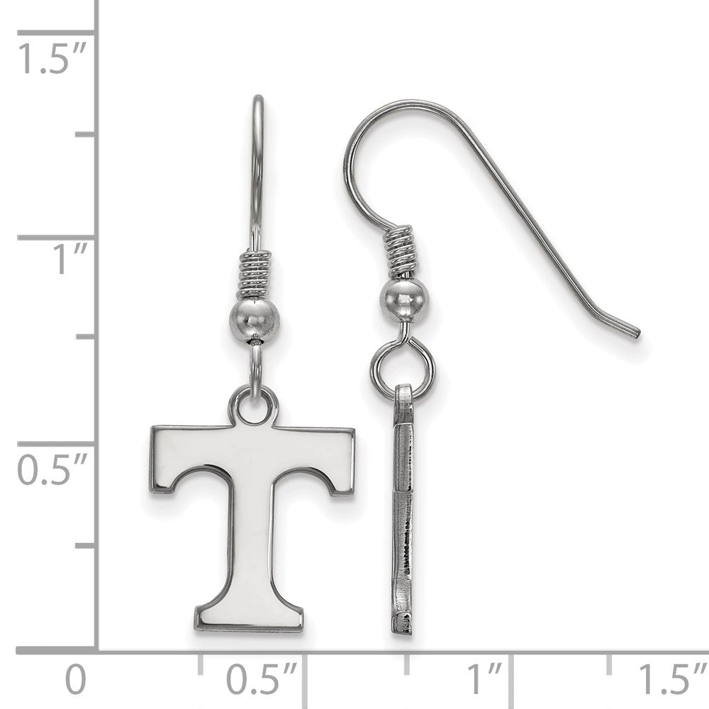 Sterling Silver Rhodium-plated LogoArt University of Tennessee Letter T Small Dangle Wire Earrings