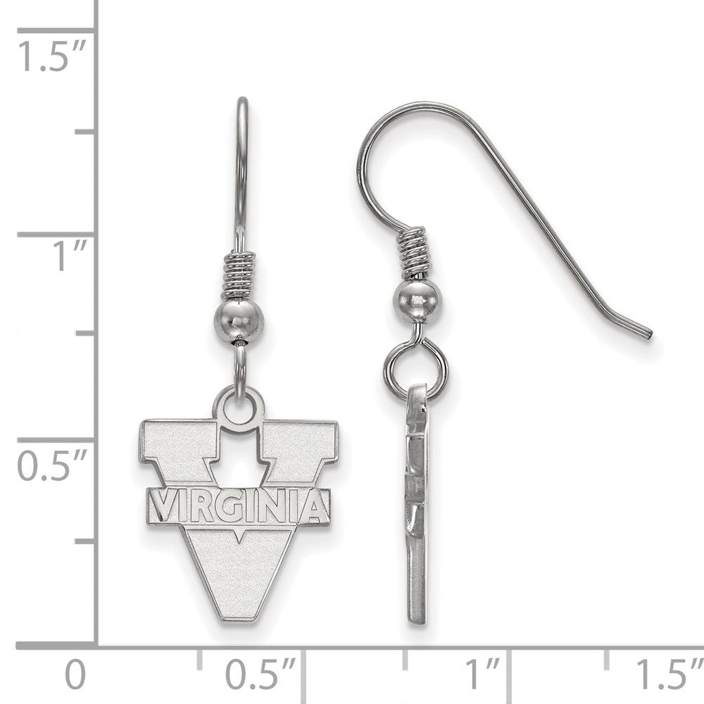 Sterling Silver Rhodium-plated LogoArt University of Virginia Small Dangle Wire Earrings