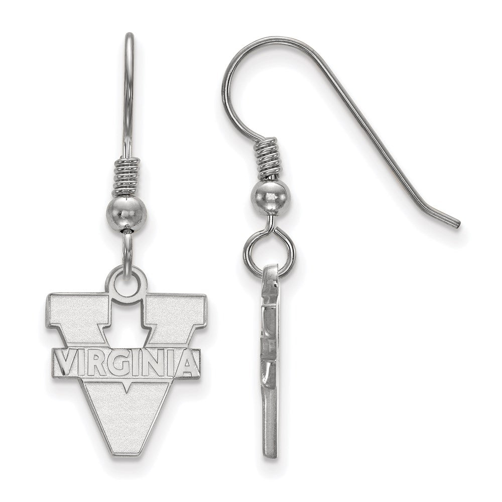 Sterling Silver Rhodium-plated LogoArt University of Virginia Small Dangle Wire Earrings
