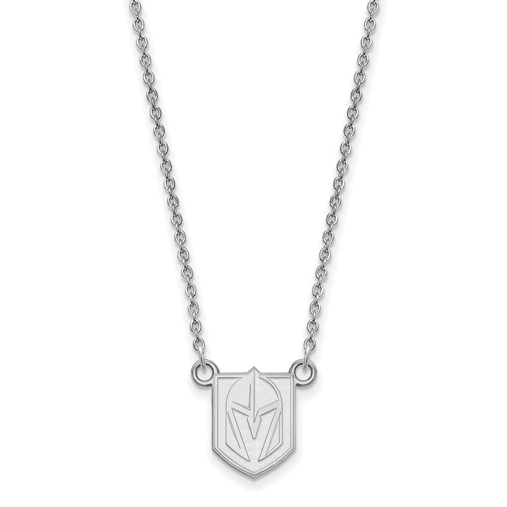 Sterling Silver Rhodium-plated NHL LogoArt NHL Vegas Golden Knights Small Pendant 18 inch Necklace