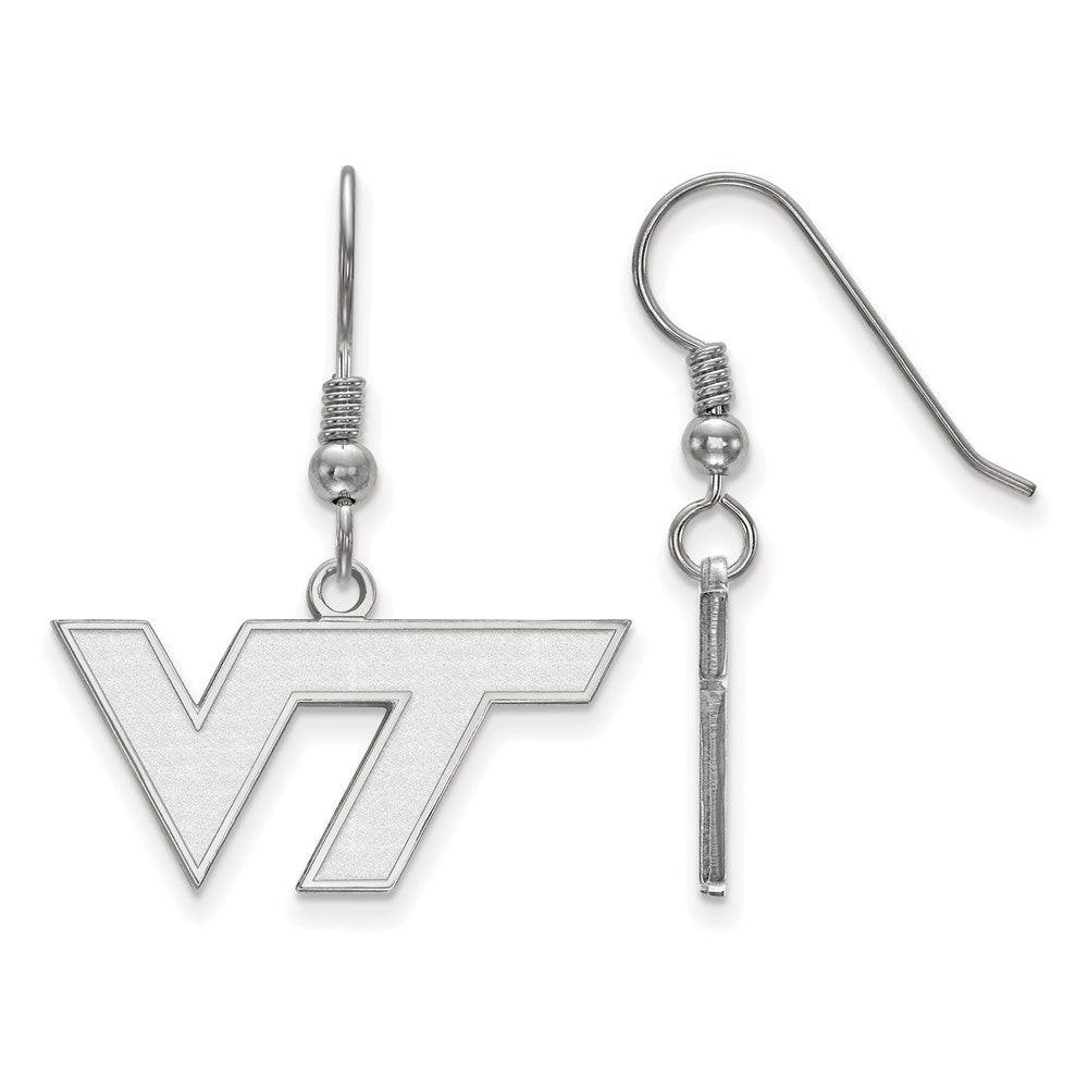 Sterling Silver Rhodium-plated LogoArt Virginia Tech V-T Small Dangle Wire Earrings