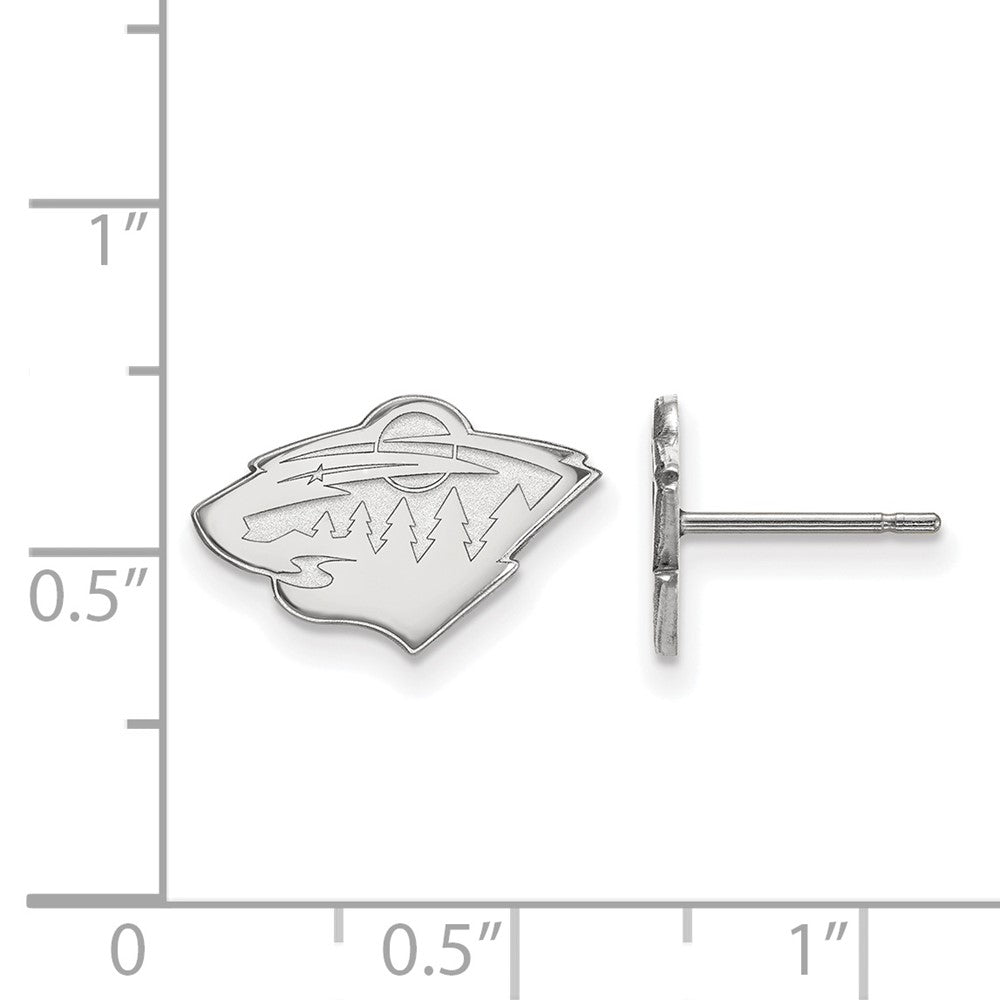 Sterling Silver Rhodium-plated NHL LogoArt Minnesota Wild Extra Small Post Earrings