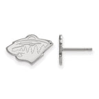 Sterling Silver Rhodium-plated NHL LogoArt Minnesota Wild Extra Small Post Earrings