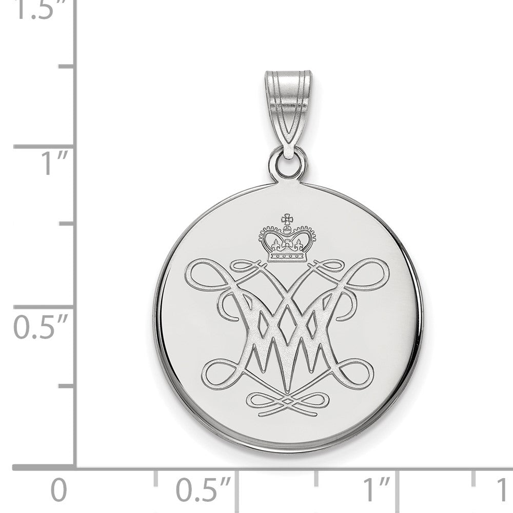 10k White Gold LogoArt College of William and Mary Large Disc Pendant
