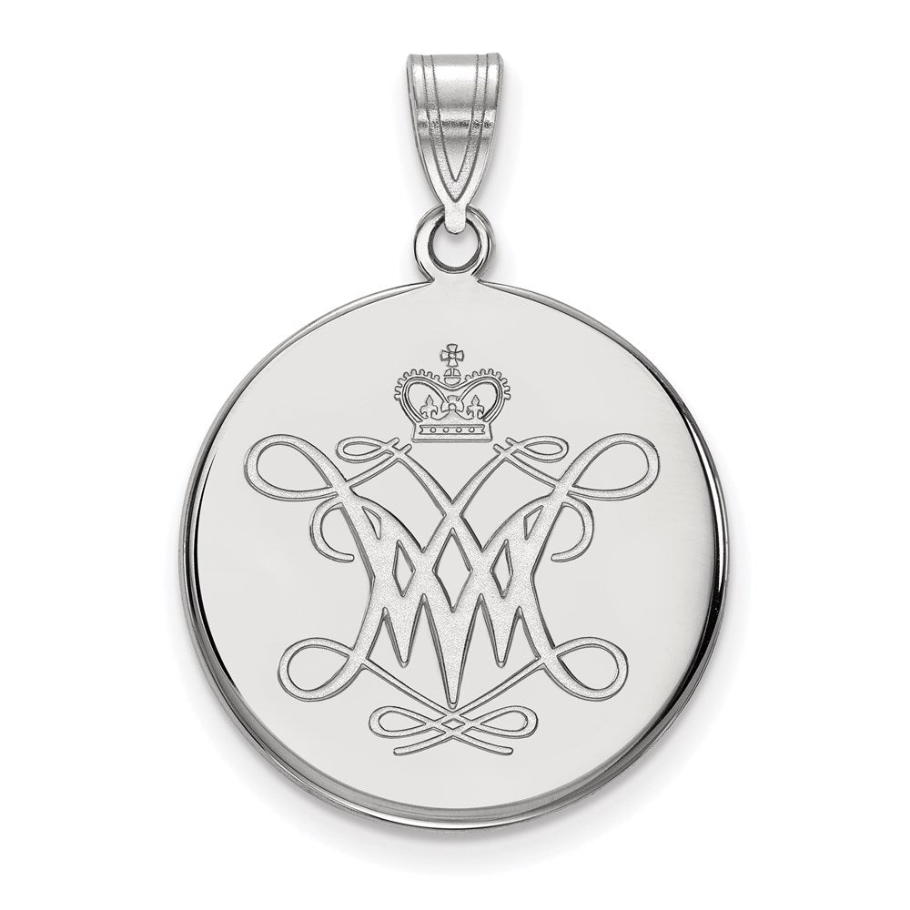 10k White Gold LogoArt College of William and Mary Large Disc Pendant