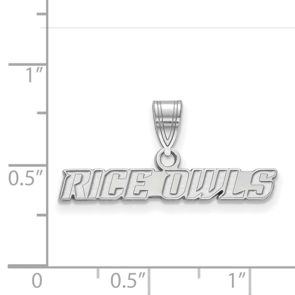 Sterling Silver Rhodium-plated LogoArt Rice University Owls Medium Pendant
