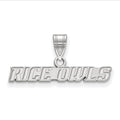 Sterling Silver Rhodium-plated LogoArt Rice University Owls Medium Pendant