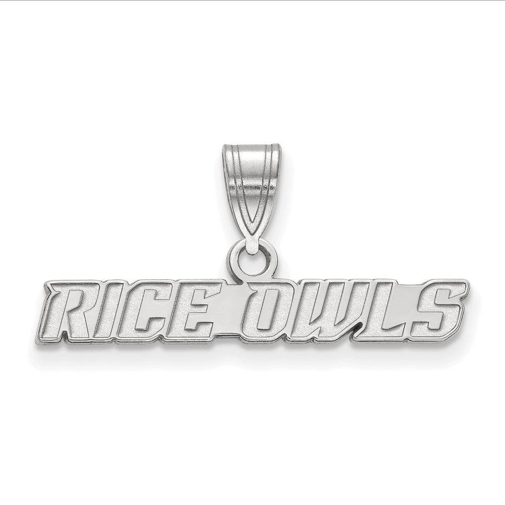 Sterling Silver Rhodium-plated LogoArt Rice University Owls Medium Pendant