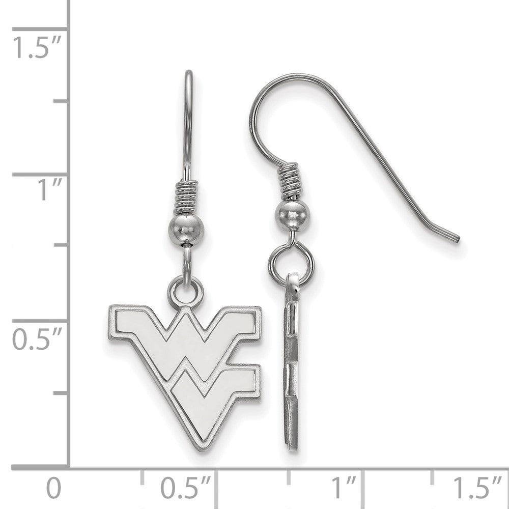 Sterling Silver Rhodium-plated LogoArt West Virginia University W-V Small Dangle Wire Earrings