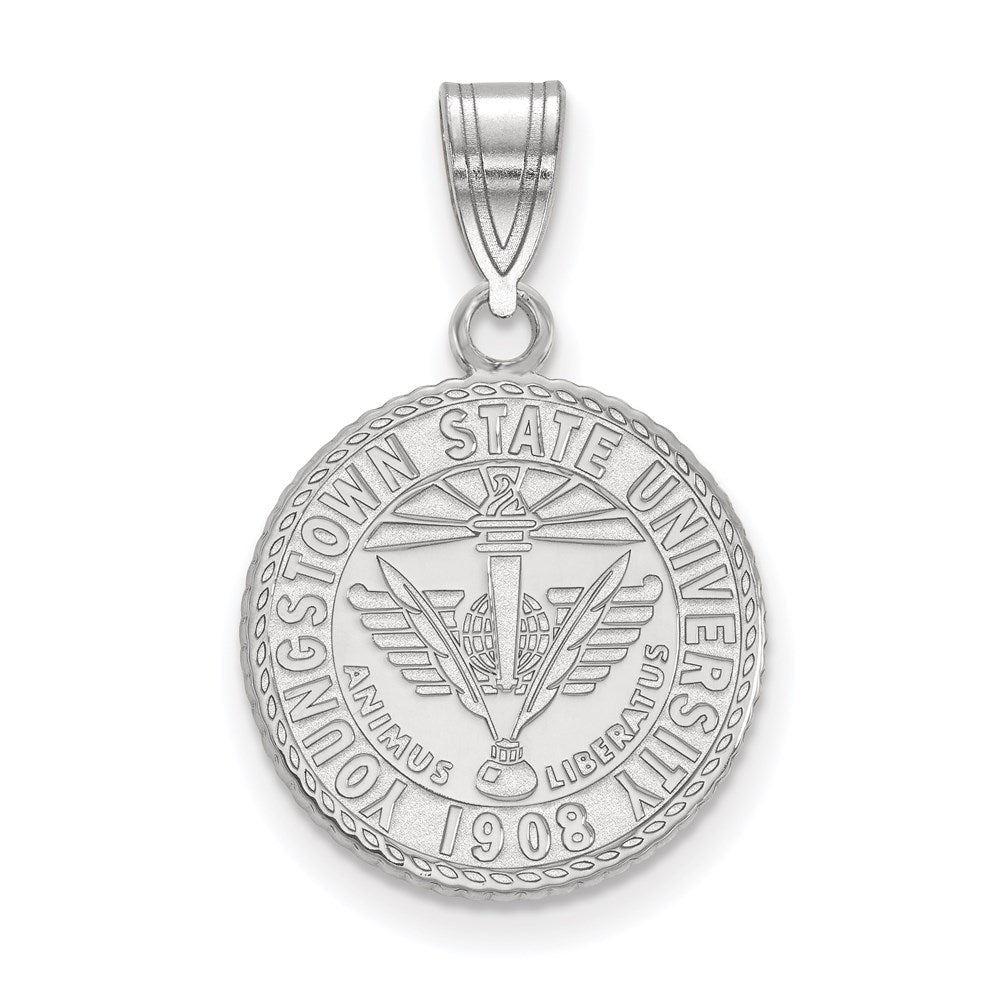Sterling Silver Rhodium-plated LogoArt Youngstown State University Medium Crest Pendant