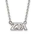 Sterling Silver Rhodium-plated LogoArt Zeta Tau Alpha Sorority Greek Letters Medium Pendant 18 inch Necklace
