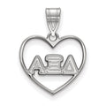 Sterling Silver Rhodium-plated LogoArt Alpha Xi Delta Sorority Greek Letters Heart Pendant