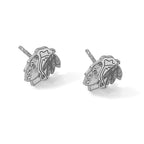 Sterling Silver Rhodium-plated NHL LogoArt Chicago Blackhawks Extra Small Post Earrings