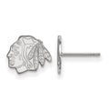 10k White Gold NHL LogoArt Chicago Blackhawks Extra Small Post Earrings
