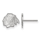10k White Gold NHL LogoArt Chicago Blackhawks Extra Small Post Earrings