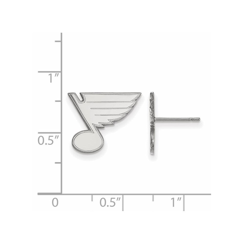 Sterling Silver Rhodium-plated NHL LogoArt St. Louis Blues Small Post Earrings