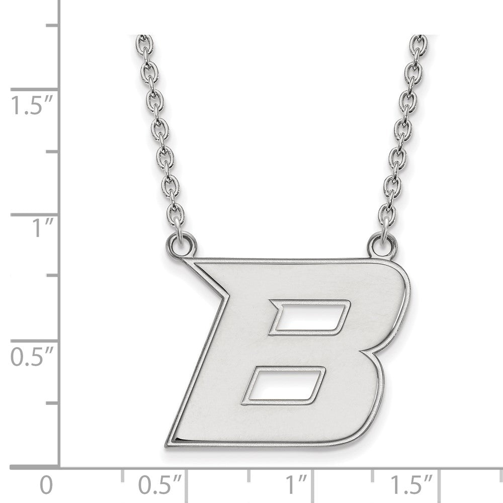 14k White Gold LogoArt Boise State University Letter B Large Pendant 18 inch Necklace