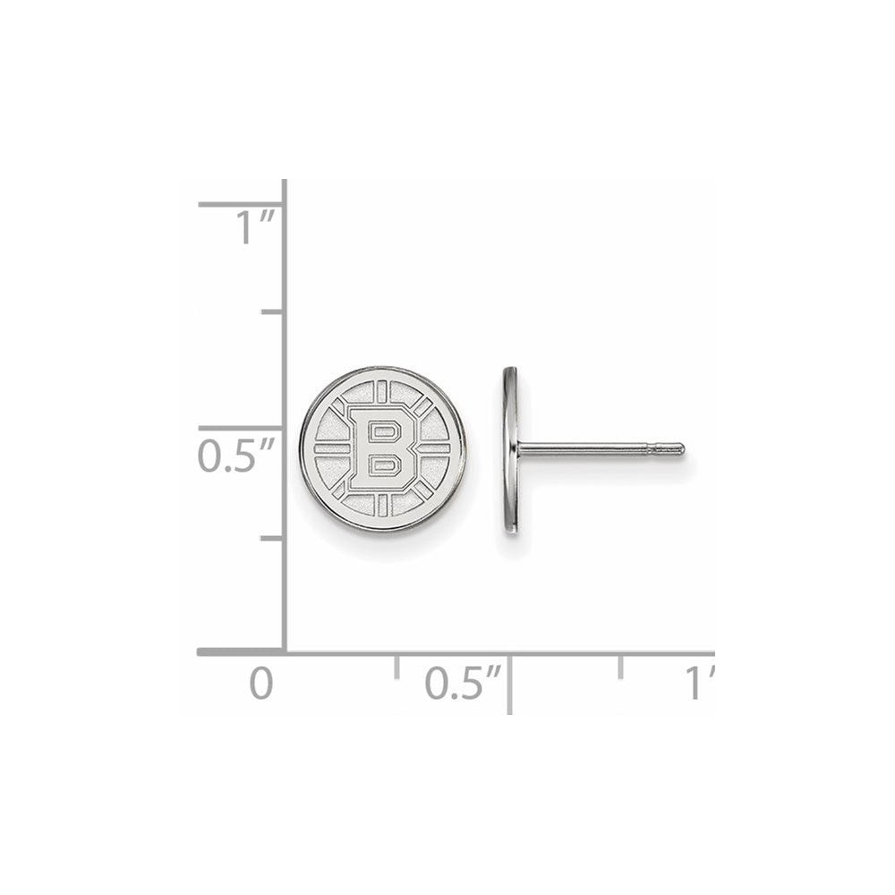 14k White Gold NHL LogoArt Boston Bruins Extra Small Post Earrings