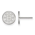 Sterling Silver Rhodium-plated NHL LogoArt Boston Bruins Extra Small Post Earrings