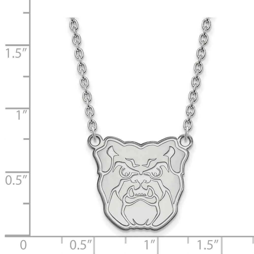 10k White Gold LogoArt Butler University Bulldog Large Pendant 18 inch Necklace