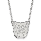10k White Gold LogoArt Butler University Bulldog Large Pendant 18 inch Necklace
