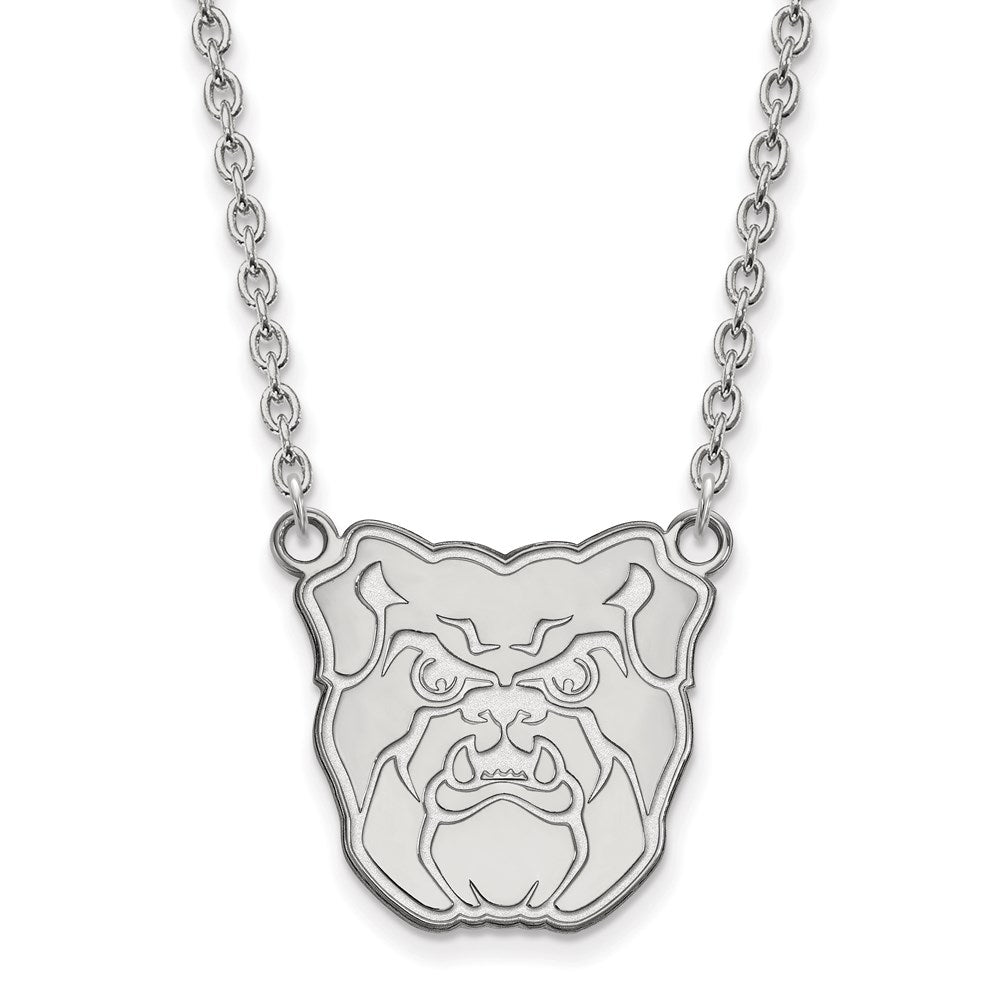 Sterling Silver Rhodium-plated LogoArt Butler University Bulldog Large Pendant 18 inch Necklace