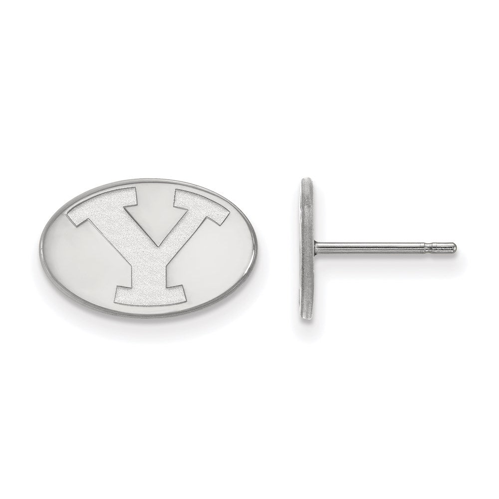 Sterling Silver Rhodium-plated LogoArt Brigham Young University Letter Y Extra Small Post Earrings