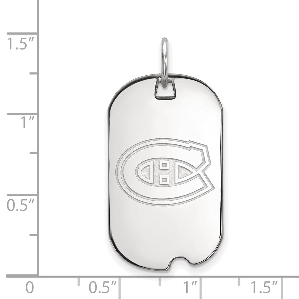Sterling Silver Rhodium-plated NHL LogoArt Montreal Canadiens Small Dog Tag Pendant