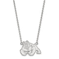 Sterling Silver Rhodium-plated LogoArt California State University Fresno Bulldog Large Pendant 18 inch Necklace