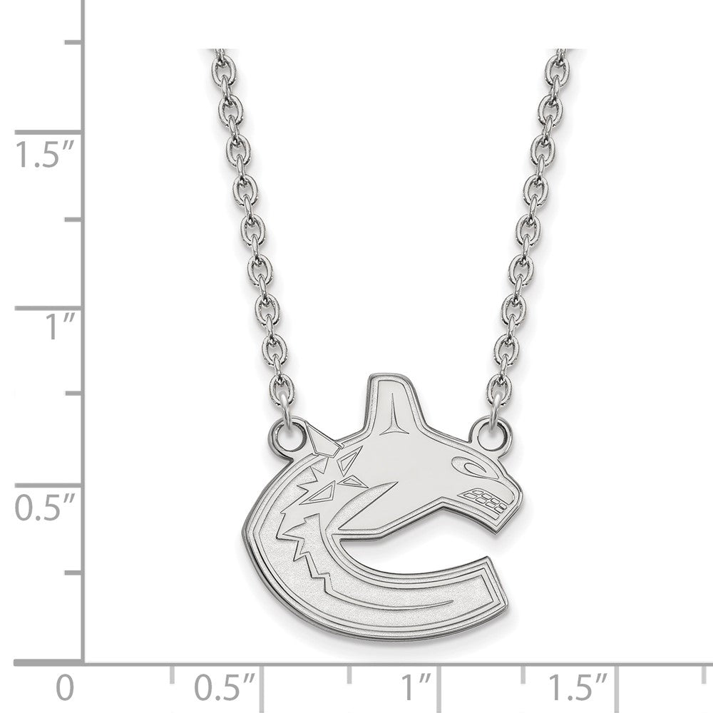 Sterling Silver Rhodium-plated NHL LogoArt Vancouver Canucks Large Pendant 18 inch Necklace
