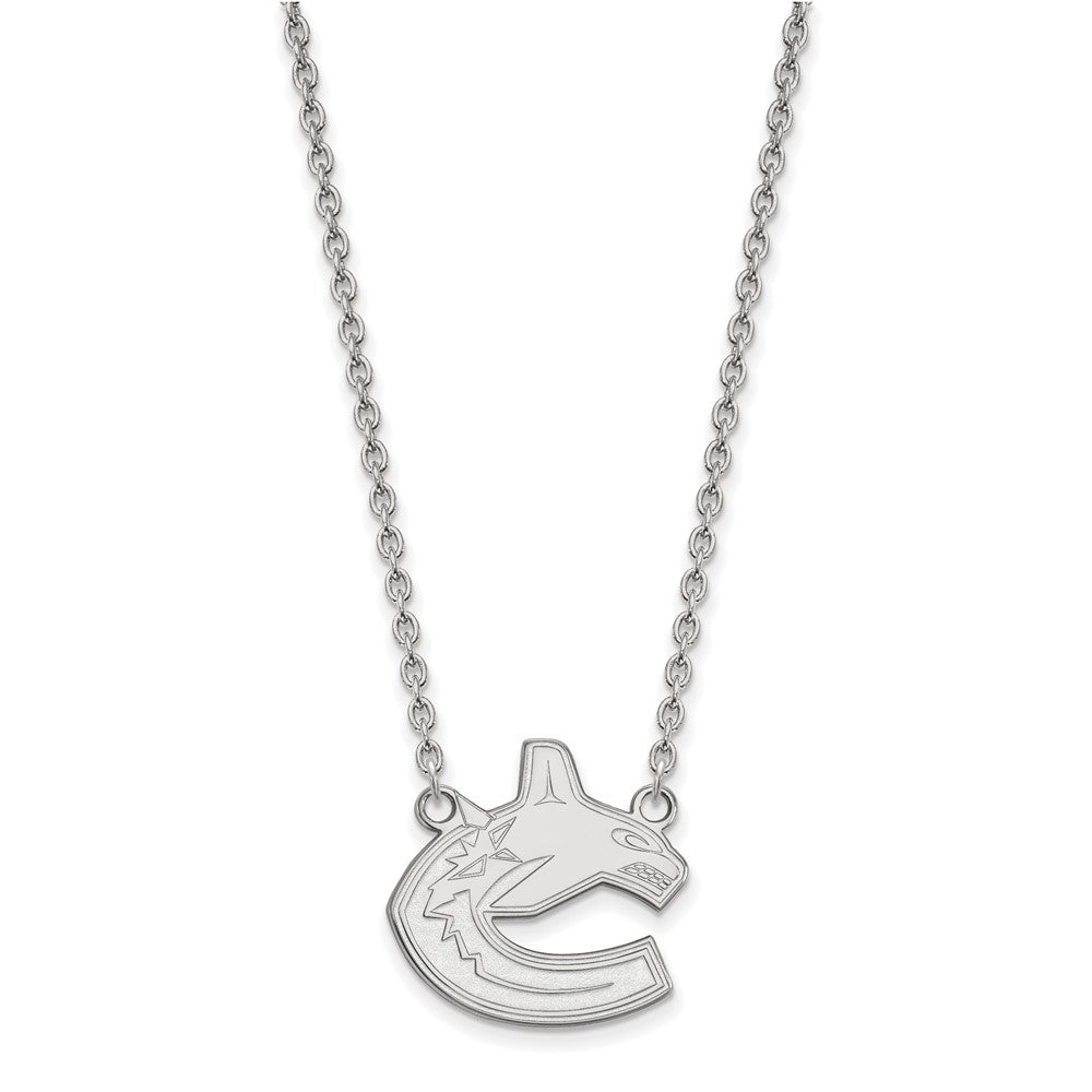 14k White Gold NHL LogoArt Vancouver Canucks Large Pendant 18 inch Necklace