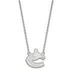 Sterling Silver Rhodium-plated NHL LogoArt Vancouver Canucks Large Pendant 18 inch Necklace