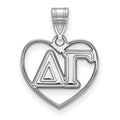 Sterling Silver Rhodium-plated LogoArt Delta Gamma Sorority Greek Letters Heart Pendant