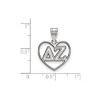 Sterling Silver Rhodium-plated LogoArt Delta Zeta Sorority Greek Letters Heart Pendant