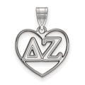 Sterling Silver Rhodium-plated LogoArt Delta Zeta Sorority Greek Letters Heart Pendant