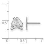 Sterling Silver Rhodium-plated LogoArt East Carolina University Pirate Extra Small Post Earrings
