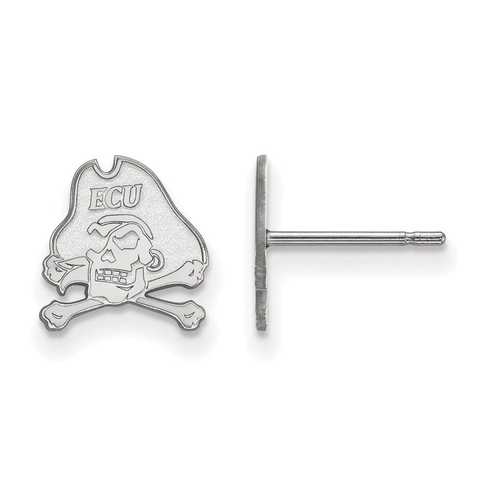 Sterling Silver Rhodium-plated LogoArt East Carolina University Pirate Extra Small Post Earrings