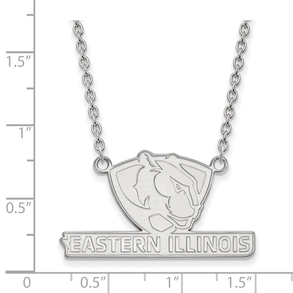 Sterling Silver Rhodium-plated LogoArt Eastern Illinois University Large Pendant 18 inch Necklace