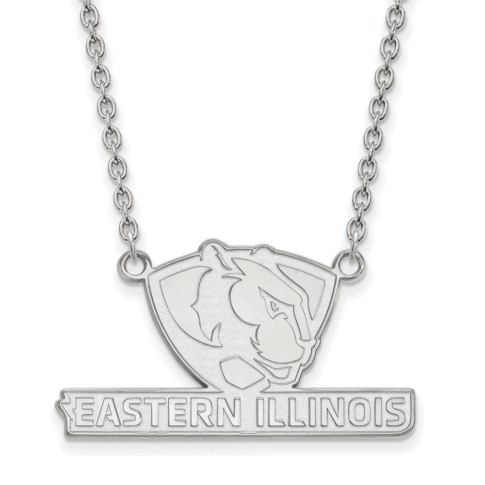 Sterling Silver Rhodium-plated LogoArt Eastern Illinois University Large Pendant 18 inch Necklace