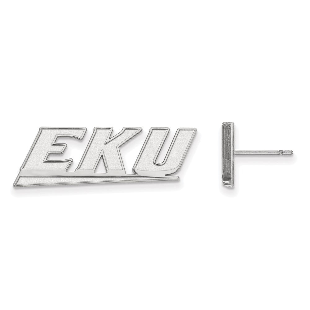 10k White Gold LogoArt Eastern Kentucky University E-K-U Small Post Earrings